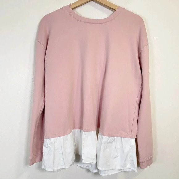 TWO BY VINCE CAMUTO | LAYERED DUSTY  ROSE PINK LONG SLEEVE TOP - Picture 2 of 13